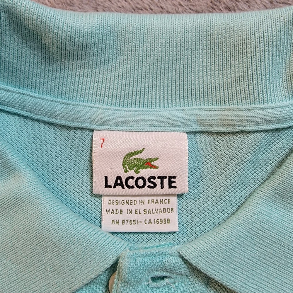 VTG 90s Lacoste pique polo size 7/ XL Cropped oversized designed France Preppy - Picture 2 of 4